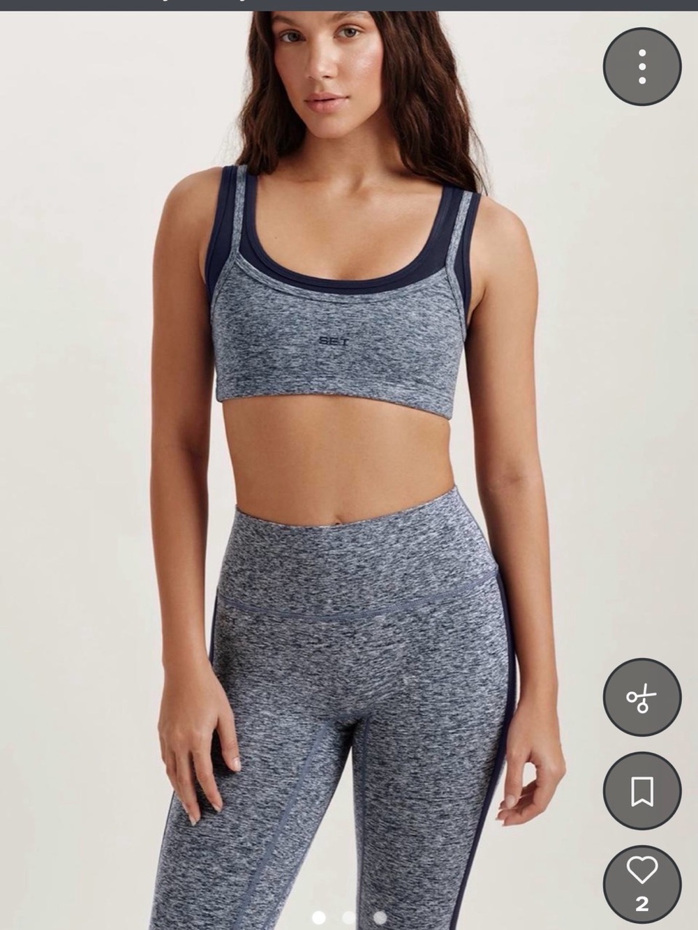 SET Active Heathered Navy & Gray Sports Bra